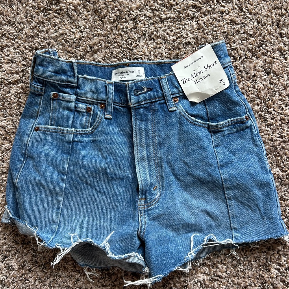 Abercrombie & Fitch High Waist Blue Denim Shorts